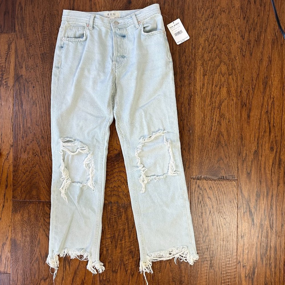 Free People We The Free Distressed Straight Leg Jeans